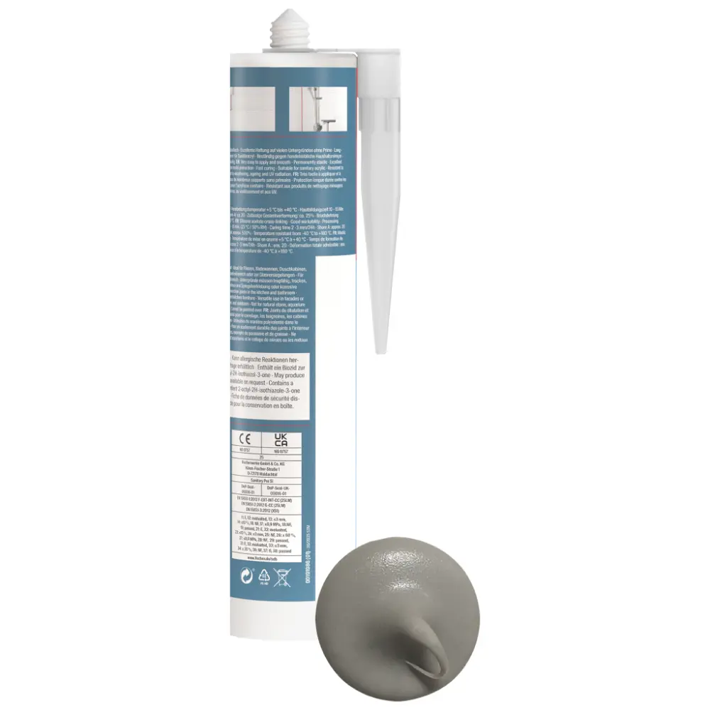 Fischer Sanitärsilikon Sanitary Pro SI (DSSA) sanitärgrau 310 ml