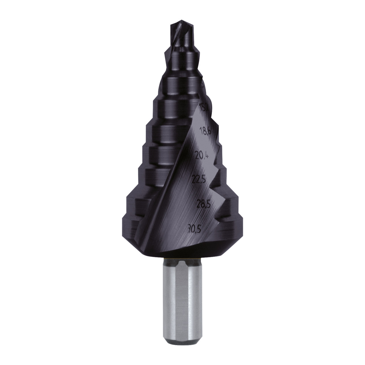 RUKO Stufenbohrer HSS TiAlN spiralgenutet mit Kreuzanschliff