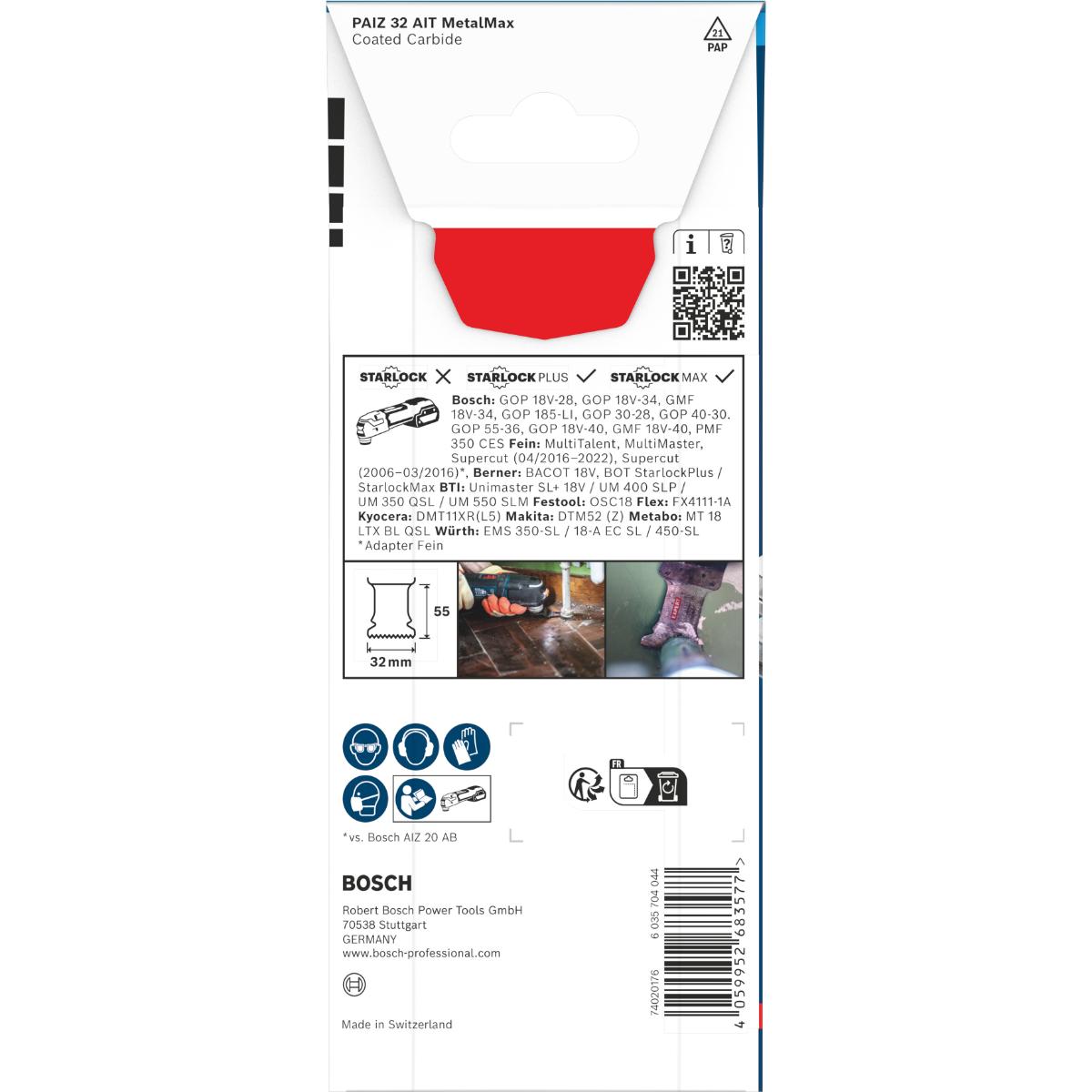 Bosch EXPERT PAIZ 32 AIT MetalMax Tauchsägeblatt, 32 x 55 mm