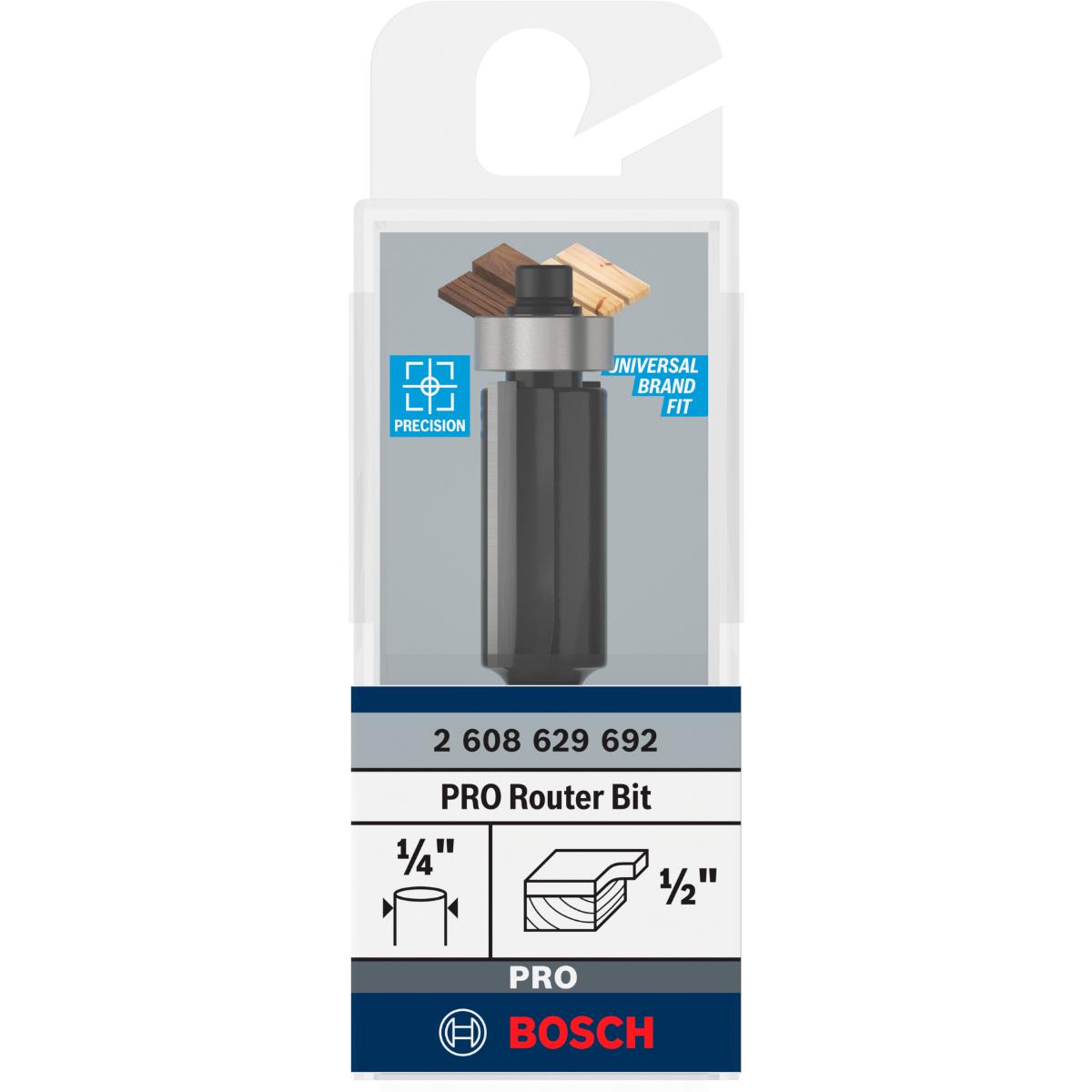 Bosch PRO Bündigfräser, untenliegendes Führungskugellager, Ø 1/2 x L 1, Schaft 1/4
