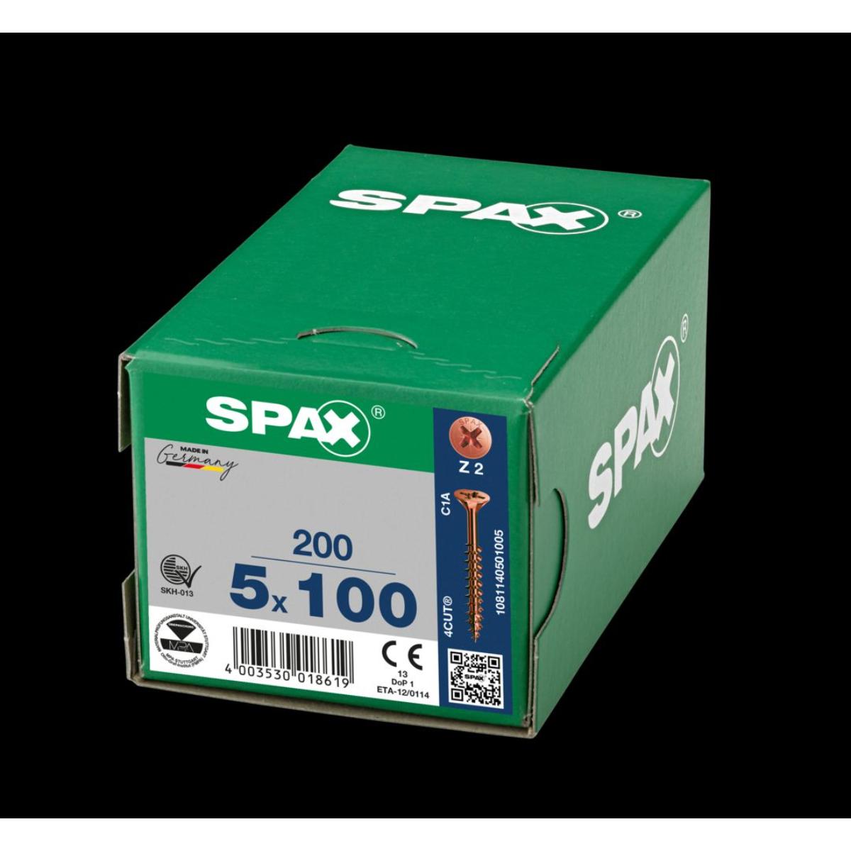 SPAX SENKMULTIKOPF KREUZSCHLITZ Z2 TEILGEWINDE BRUENIERT 200 Stück