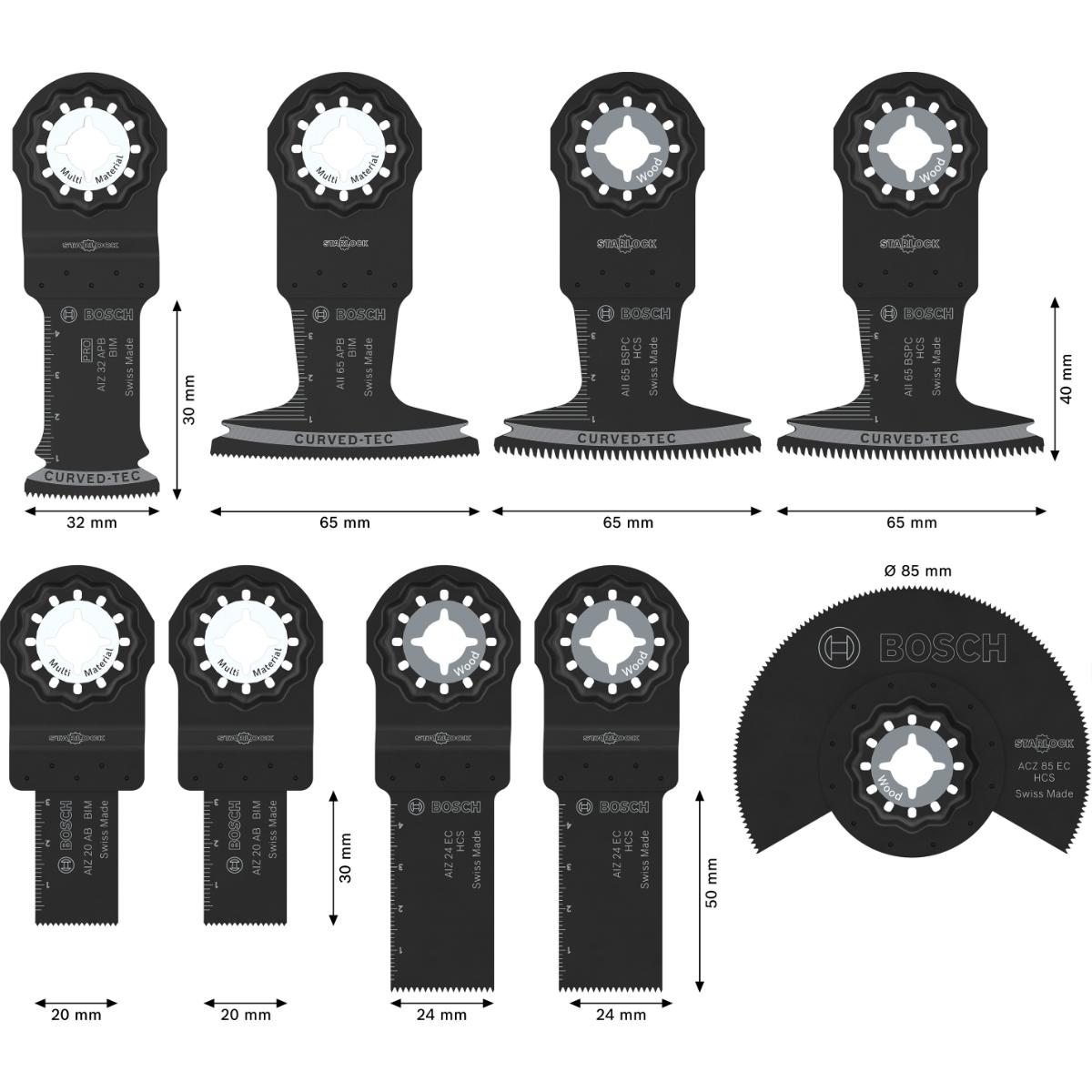 Bosch OMT Holz- und Weichmetall TU10, 9-teiliges Set