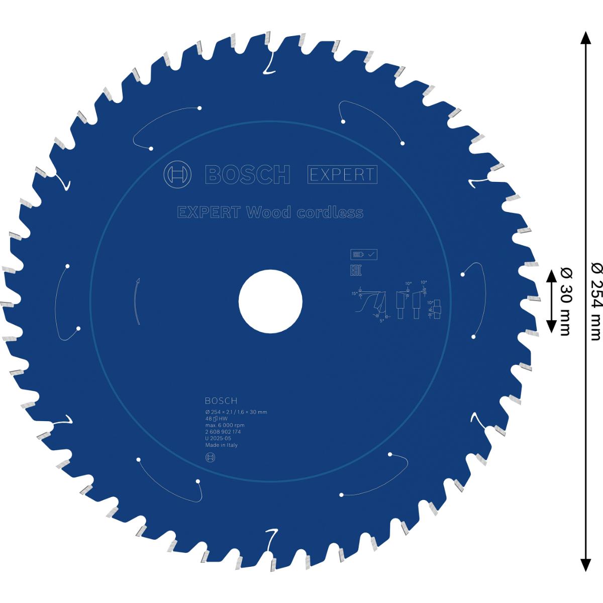 Bosch EXPERT Wood Kreissägeblatt, 254x30 mm, Z48