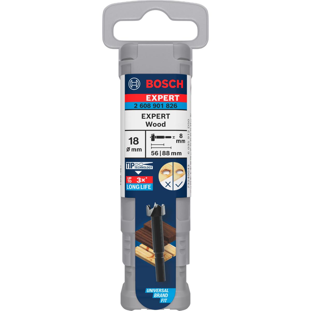 Bosch EXPERT Wood Forstnerbohrer, 18 mm, D8 mm