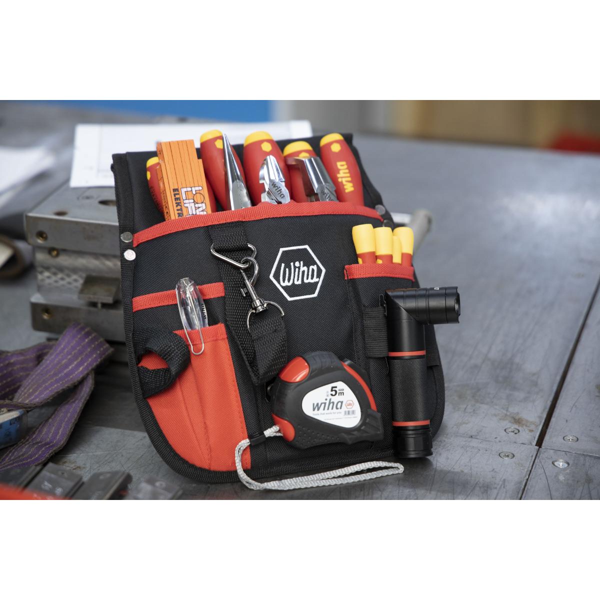 Wiha Werkzeug Set Elektriker gemischt, 18-teilges Set mit Gürteltasche