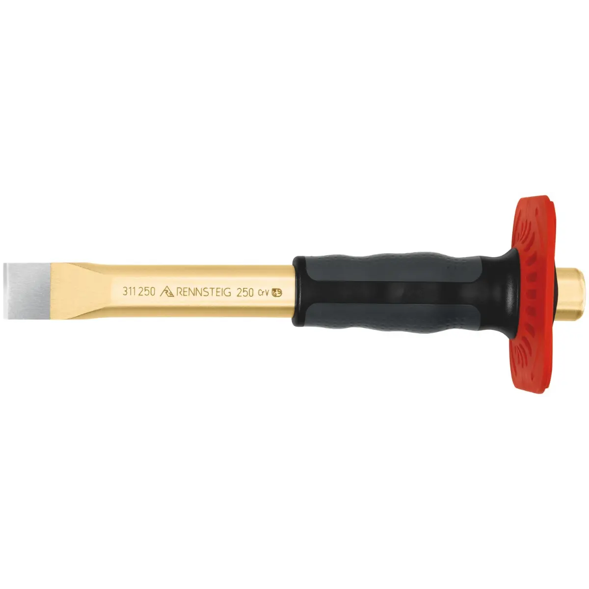 Rennsteig Flachmeißel mit Handschutz 25 x 250 mm, poliert
