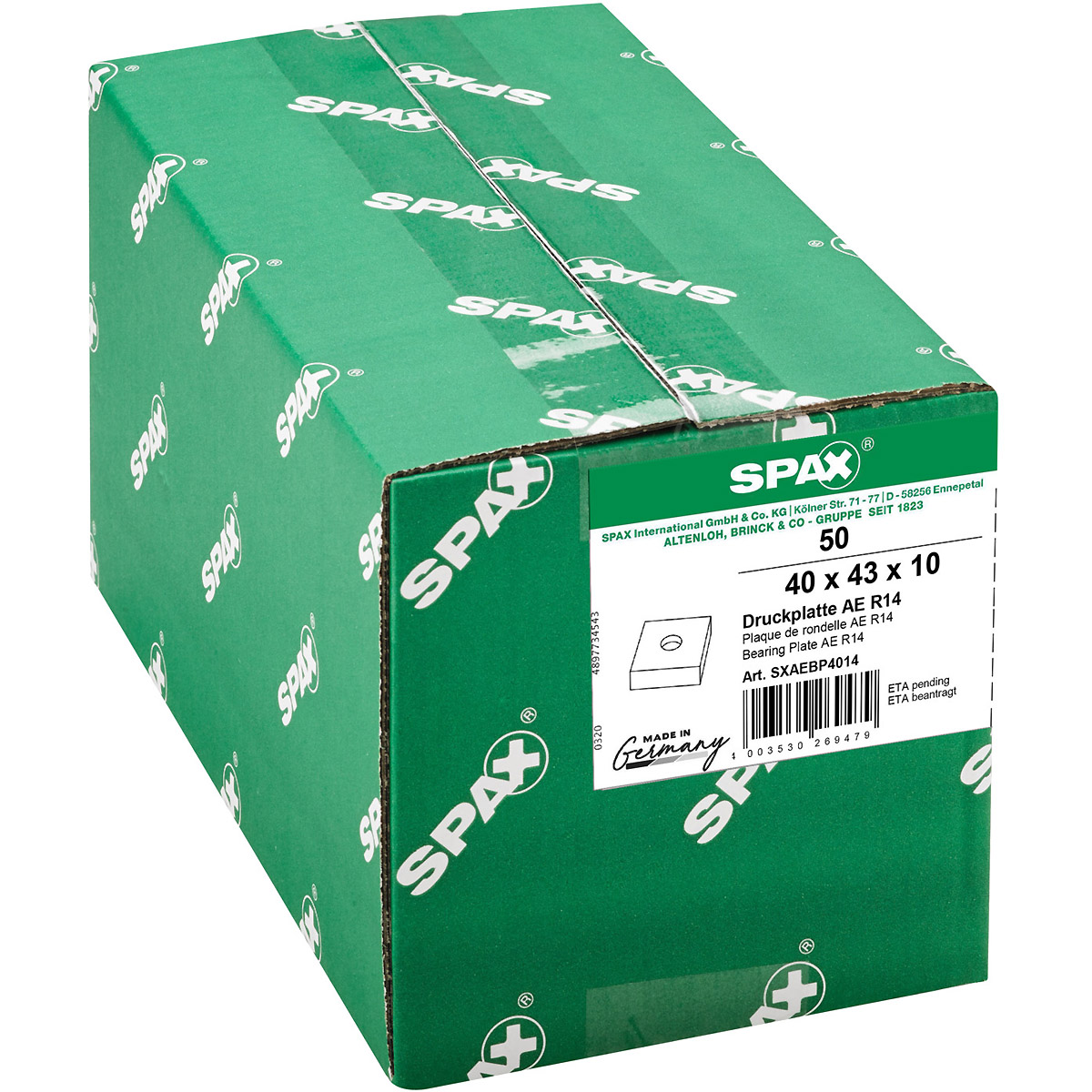 SPAX Druckplatte AE R14 40x43x10, 50 Stück
