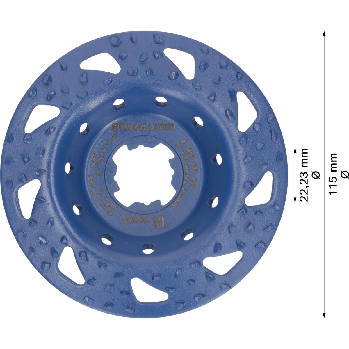 Bosch EXPERT Multi Material Carbide-Topfscheibe grob X-LOCK, 115 mm, 22,23 mm