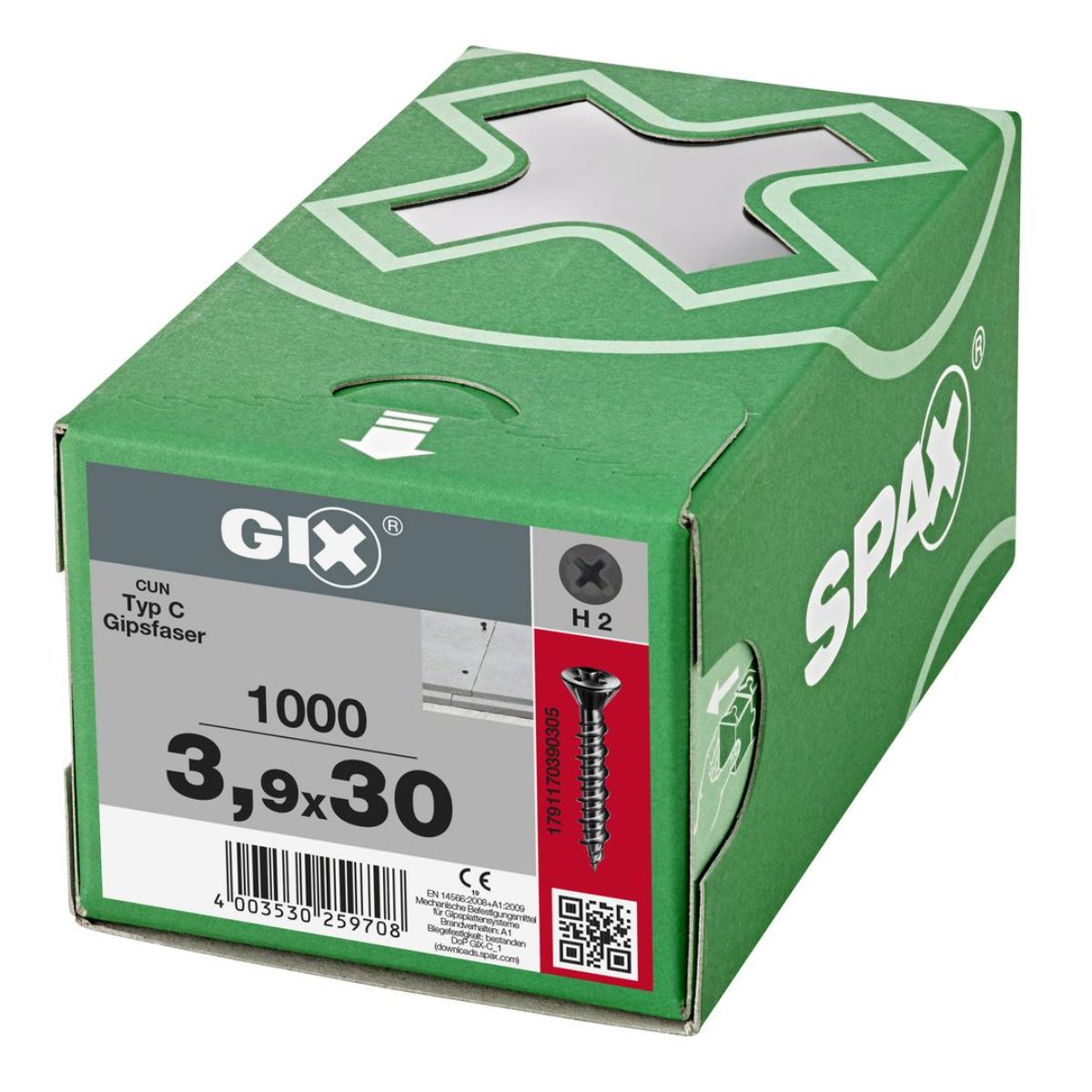SPAX GIX-C Senkkkopf Fräsrippen H2 Hilo-Gewinde phosphatiert, 1000 Stück