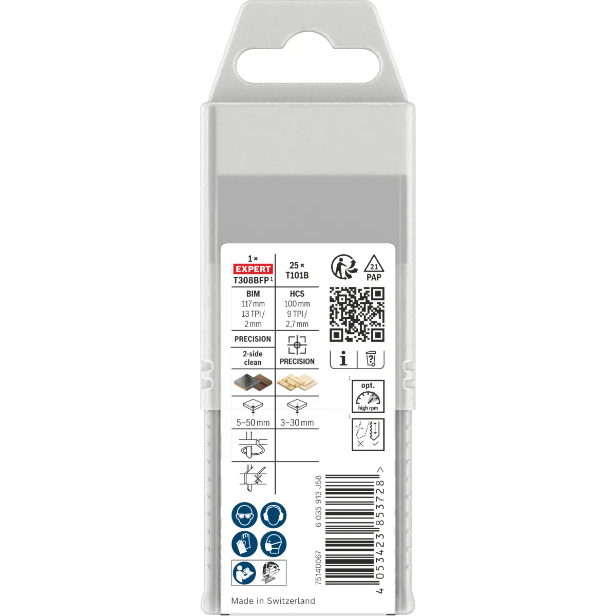 Bosch T101B und EXPERT Hardwood 2-side clean T308BFP StichsägeblätterSet, 26-tlg.