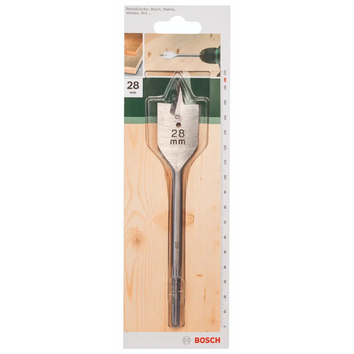 Bosch Flachfräsbohrer, Sechskant D= 28,0 mm, L= 165 mm