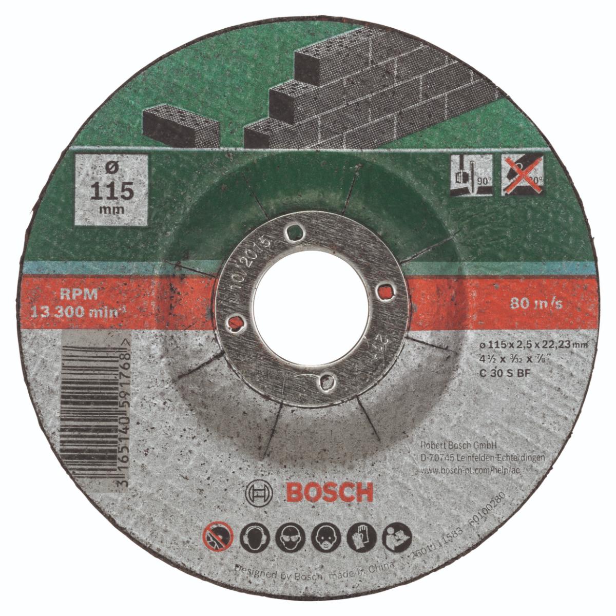 Bosch Trennscheiben-Set gekröpft für Stein D= 115 mm, 5-tlg.