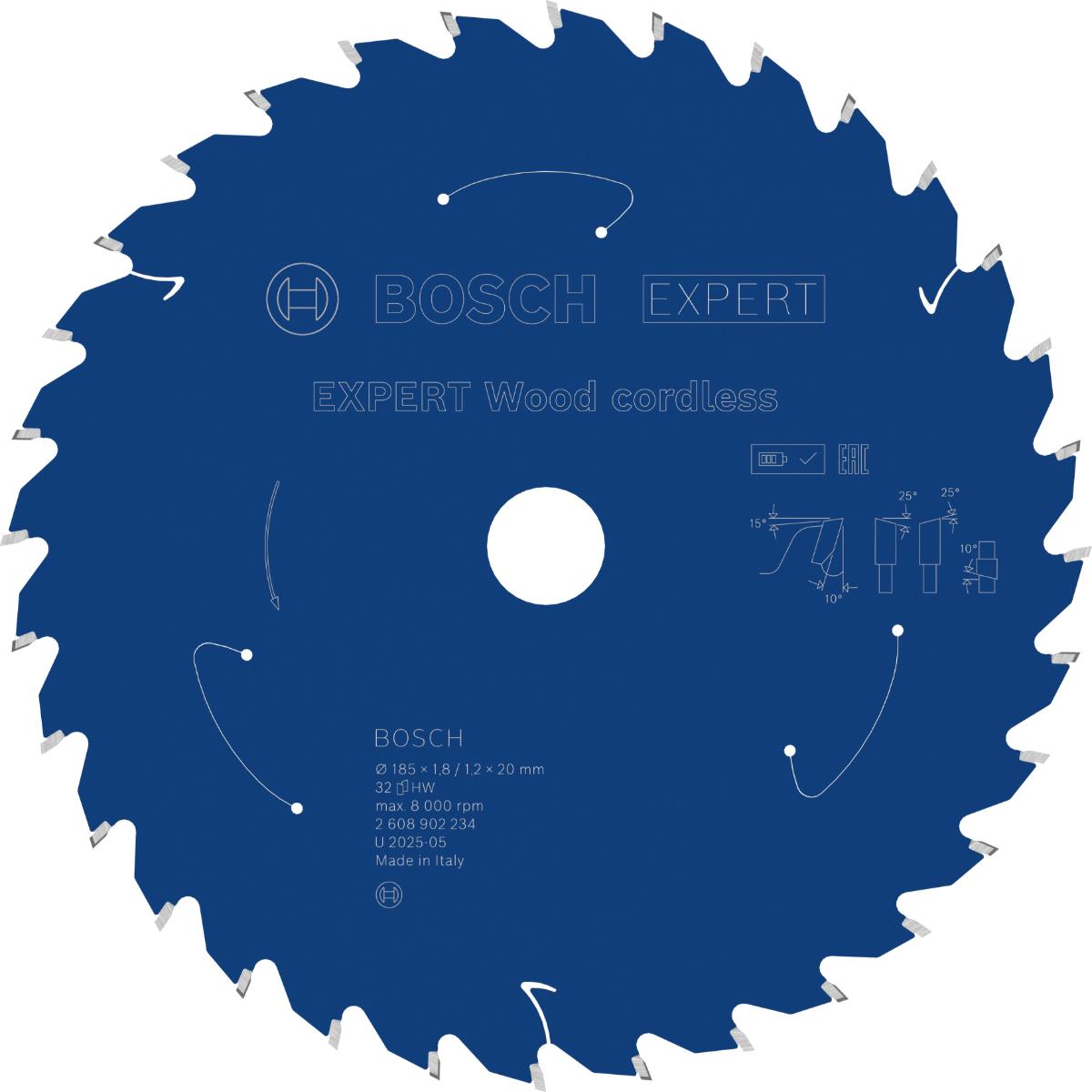 Bosch EXPERT Wood Kreissägeblatt, 185x1,8x20 mm, Z32