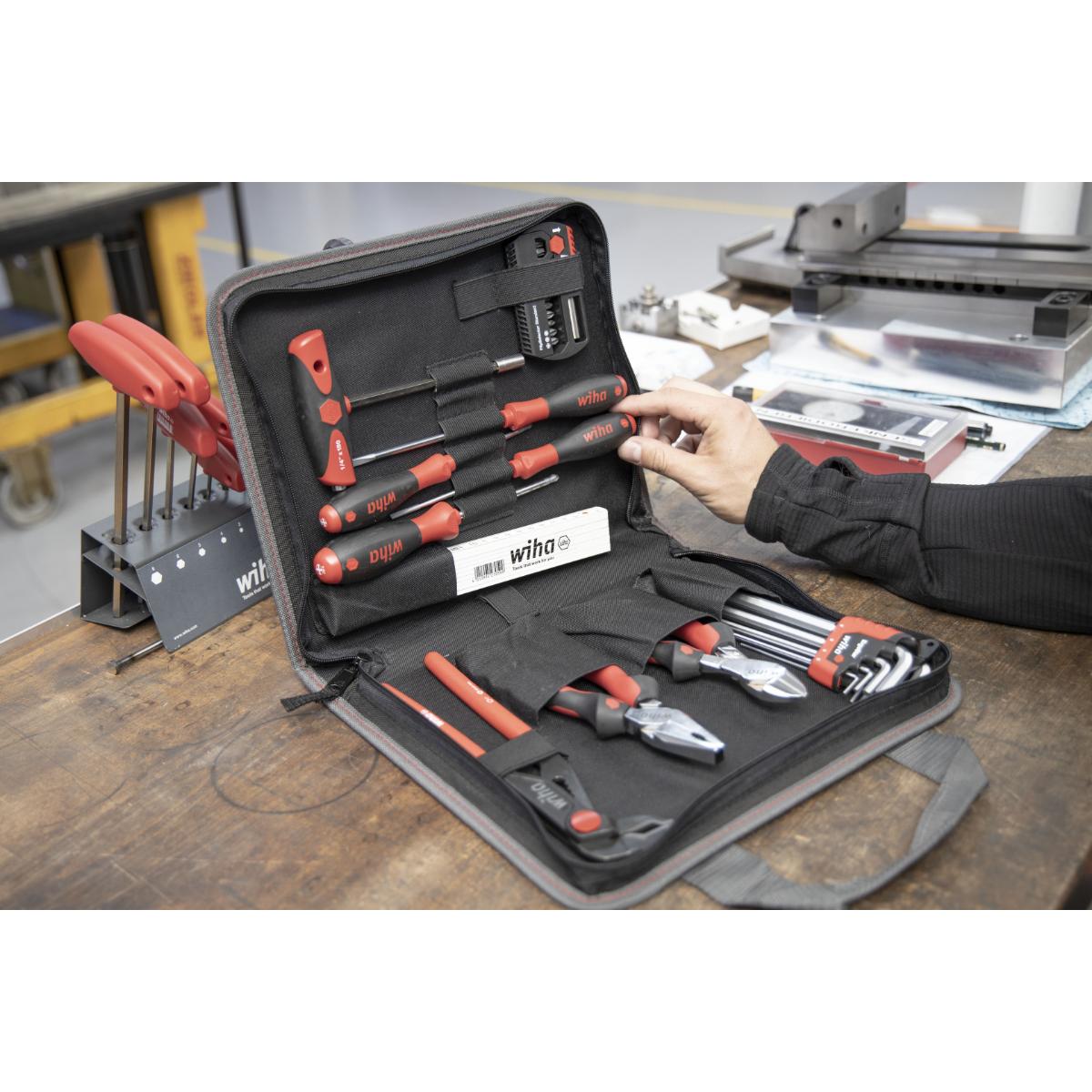 Wiha Werkzeug Set Mechaniker gemischt 32-teilges Set mit Werkzeugmappe