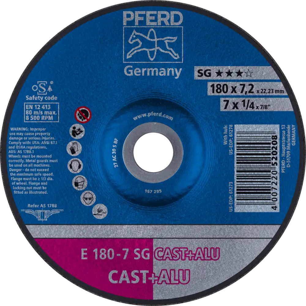 PFERD TOOLS Schruppscheibe E Leistungslinie SG CAST+ALU für Guss/Alu