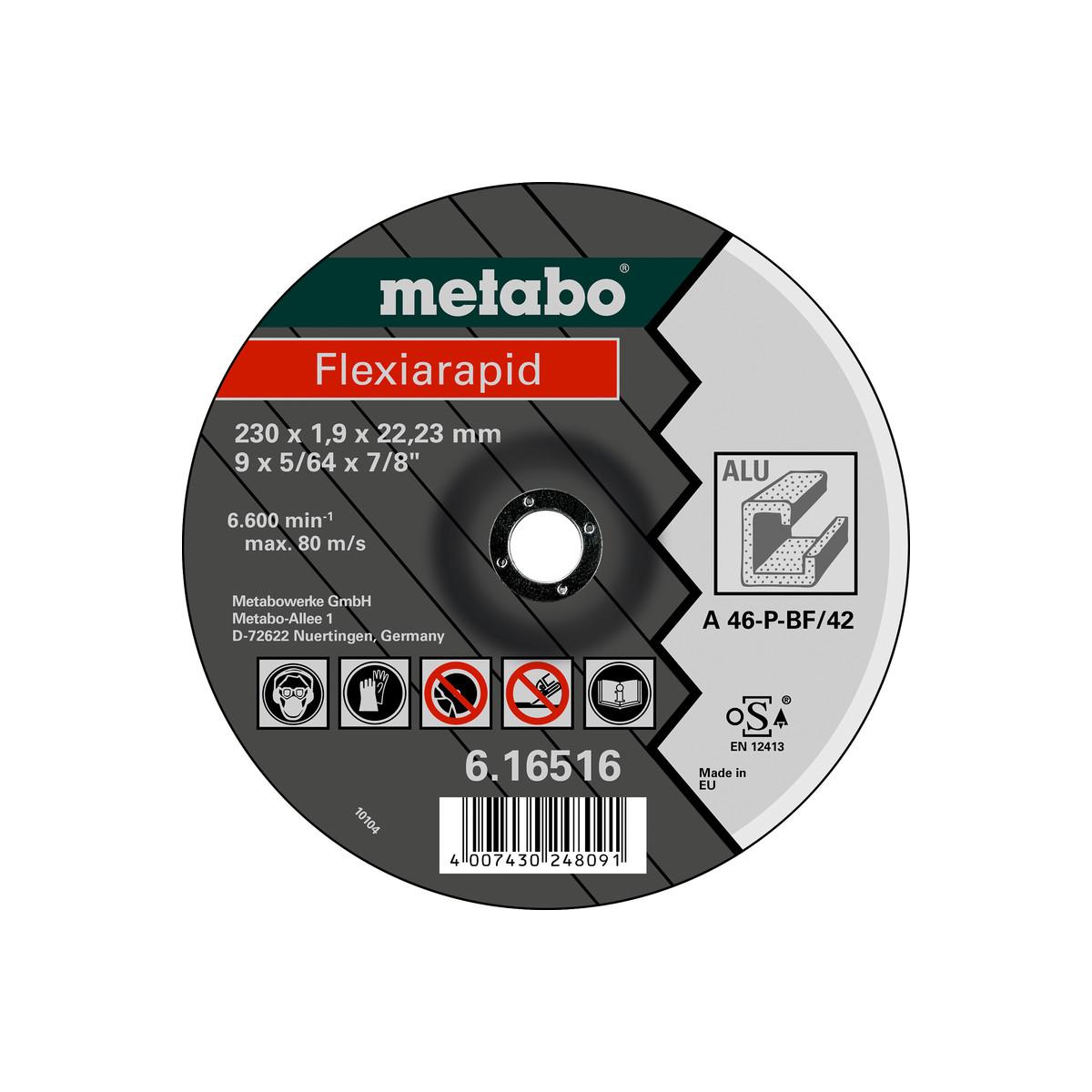 Metabo Flexiarapid 115 x 1 x 22,23 mm Disque de tronçonnage aluminium Forme 41