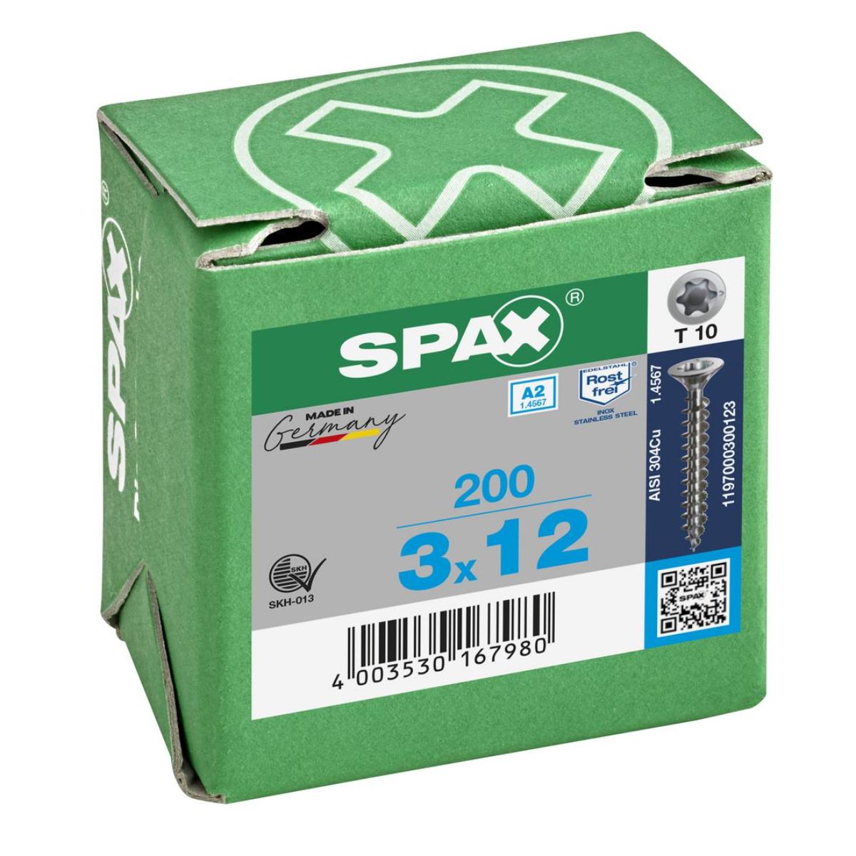 SPAX-S A2 Senkkopf Bremsrippen T-Star Plus T10 Vollgewinde, 200 Stück