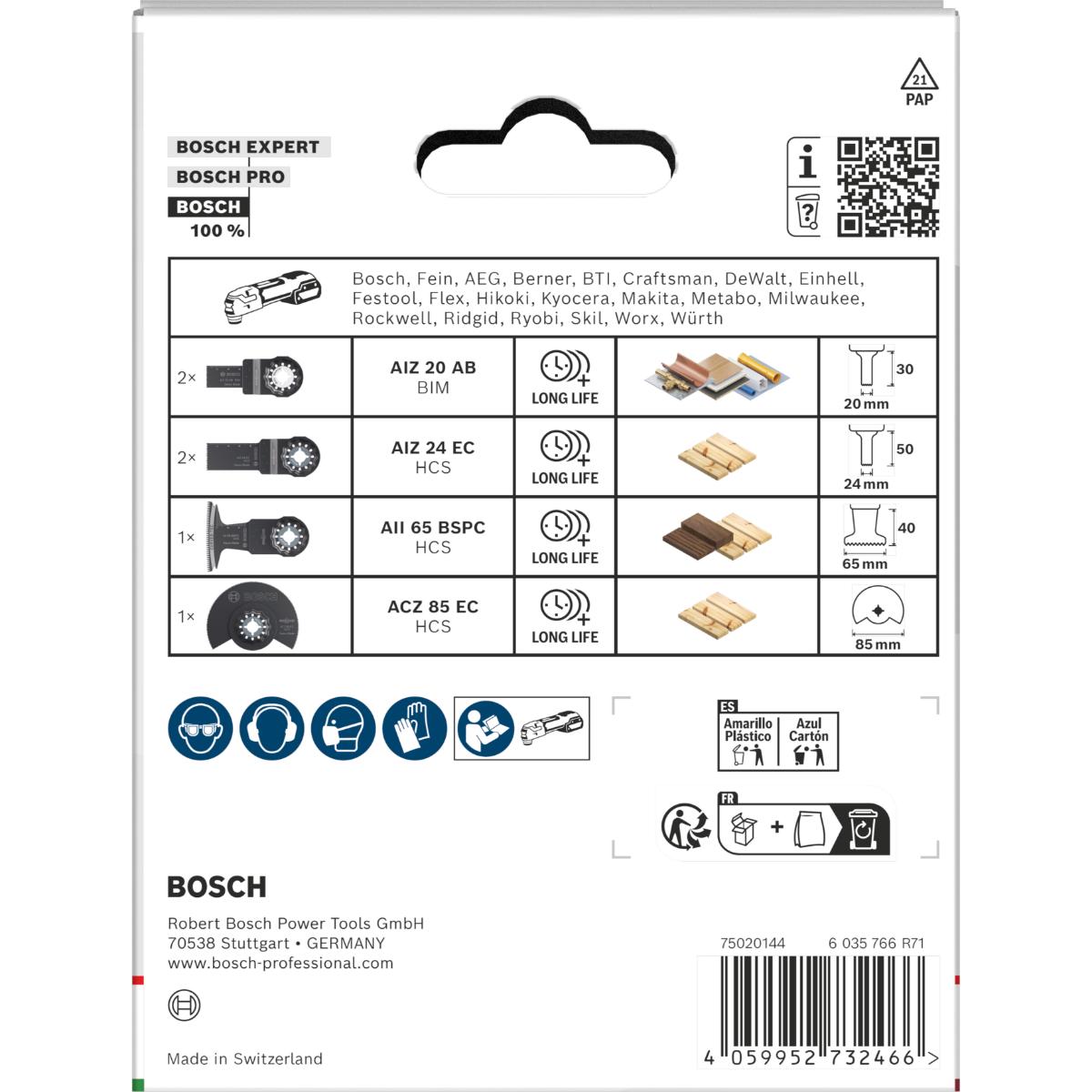 Bosch OMT Holz- und Weichmetall-Blatt für oszillierende MultifunktionswerkzeugeTU10,6-teiliges Set