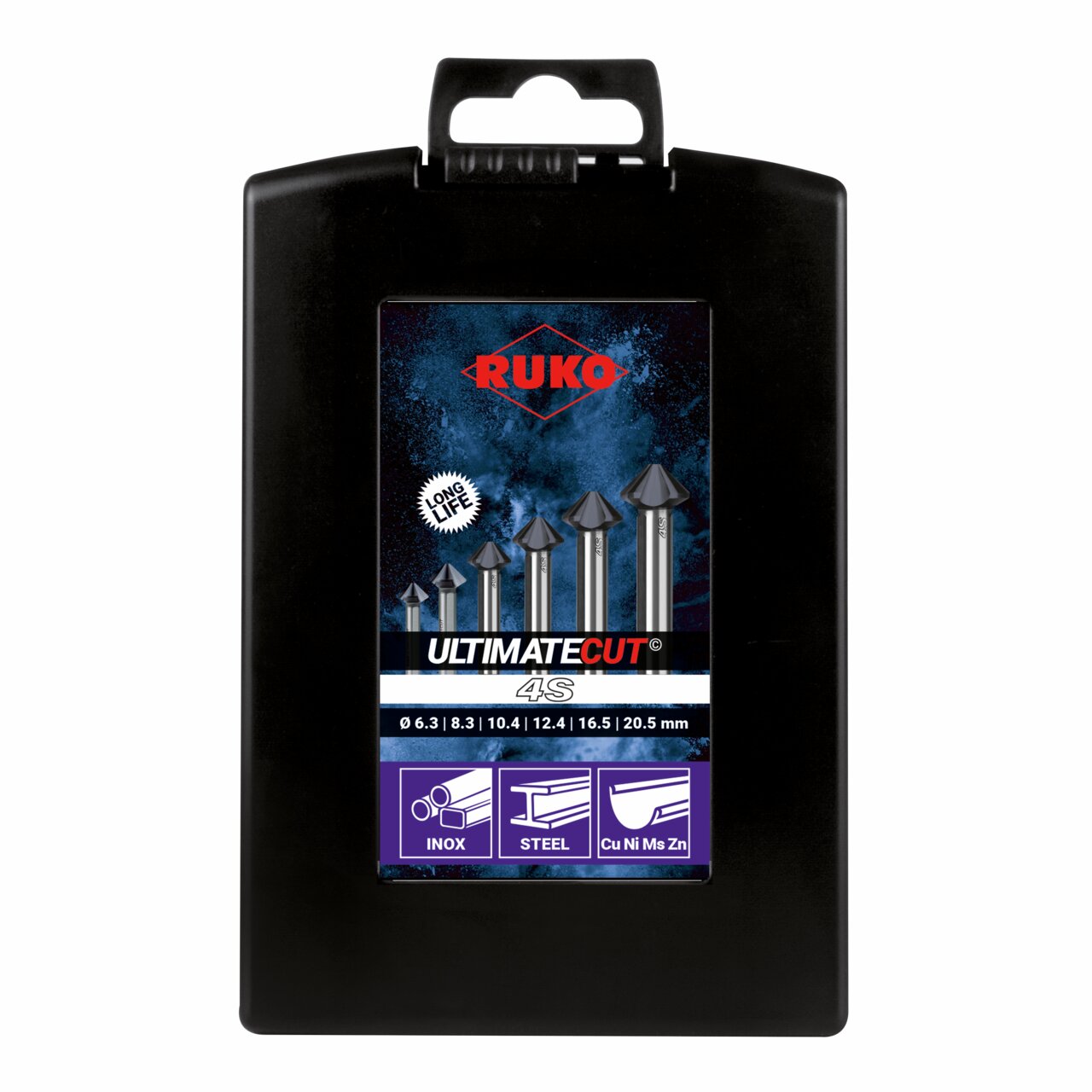RUKO ULTIMATECUT Kegelsenker 4S BOOST, HSS, ähnlich DIN 355, 90°, 3-Flächenschaft - 6-tlg.