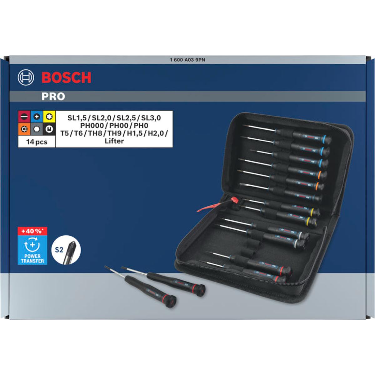 Bosch PRO Präzisionsschraubendreher PH/SL/TX/TH/H, 14-teilges Set