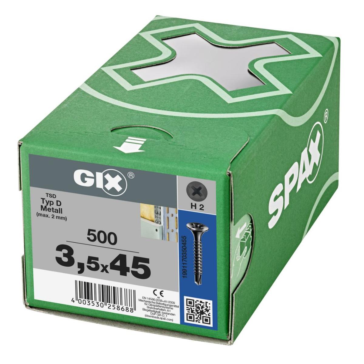 SPAX GIX-D Trompetenkopf H2 Bohrspitze phosphatiert, 500 Stück