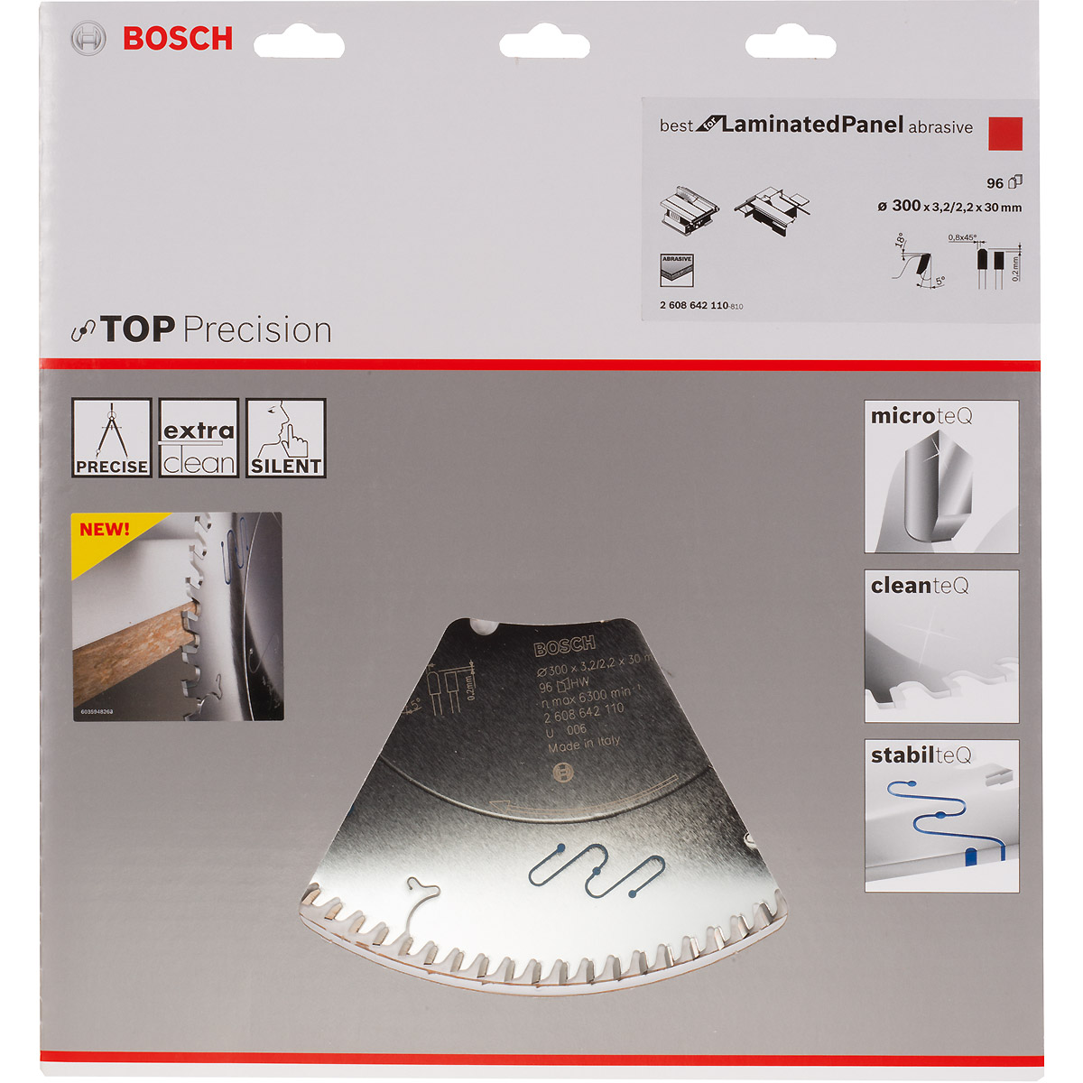 Bosch Kreissägeblatt Top Precision Best for Laminated Panel Abrasive 300x30x3,2mm, 96 Zähne
