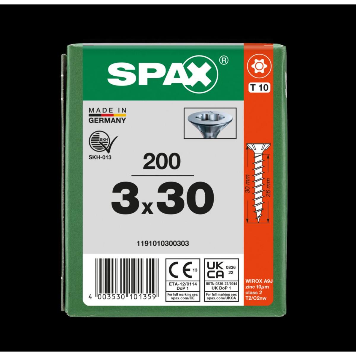 SPAX-S Senkkopf Bremsrippen T-Star Plus T10 Vollgewinde WIROX, 200 Stück