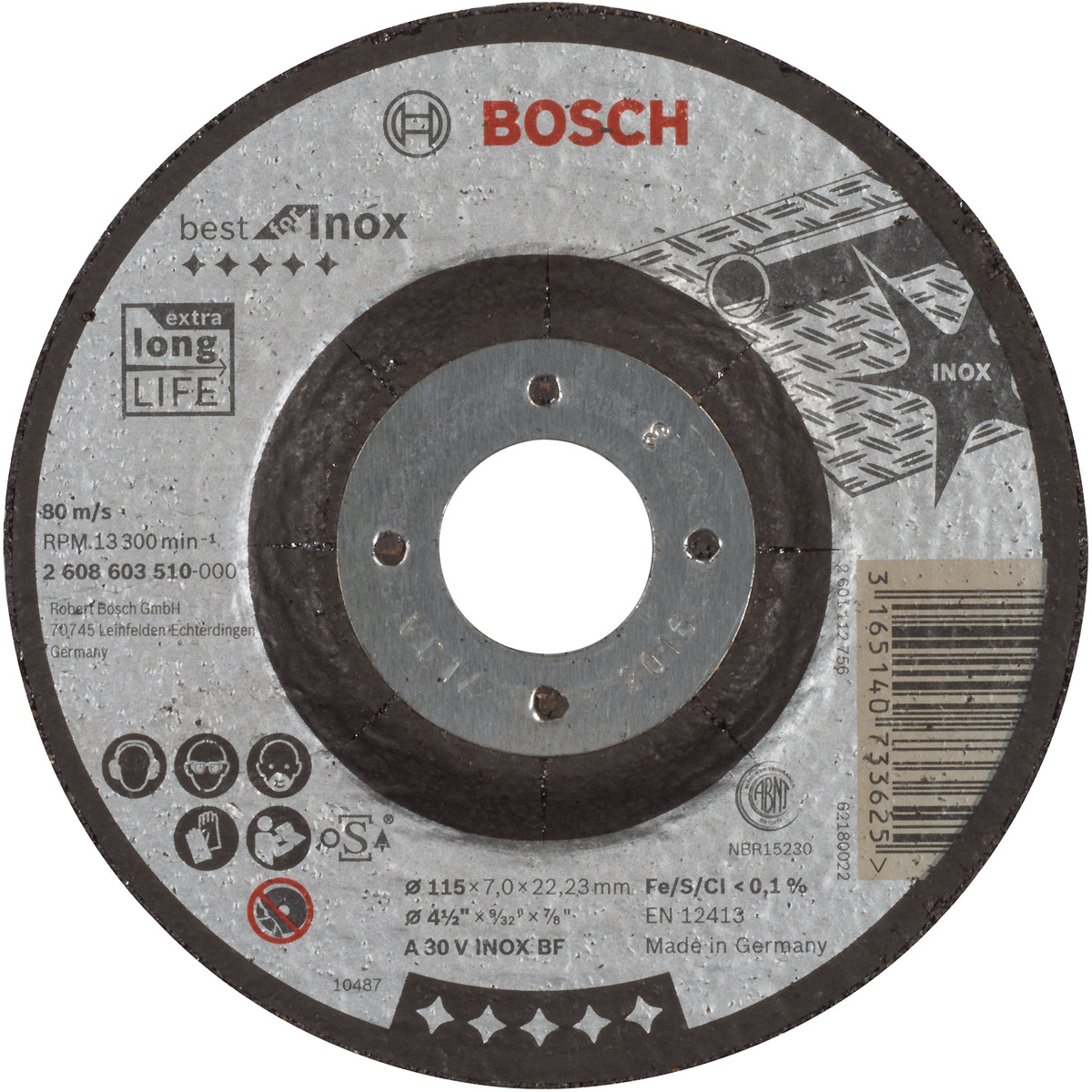 Bosch Schruppscheibe gekröpft Best for Inox A 30 V INOX BF, 115 mm, 22,23 mm, 7 mm