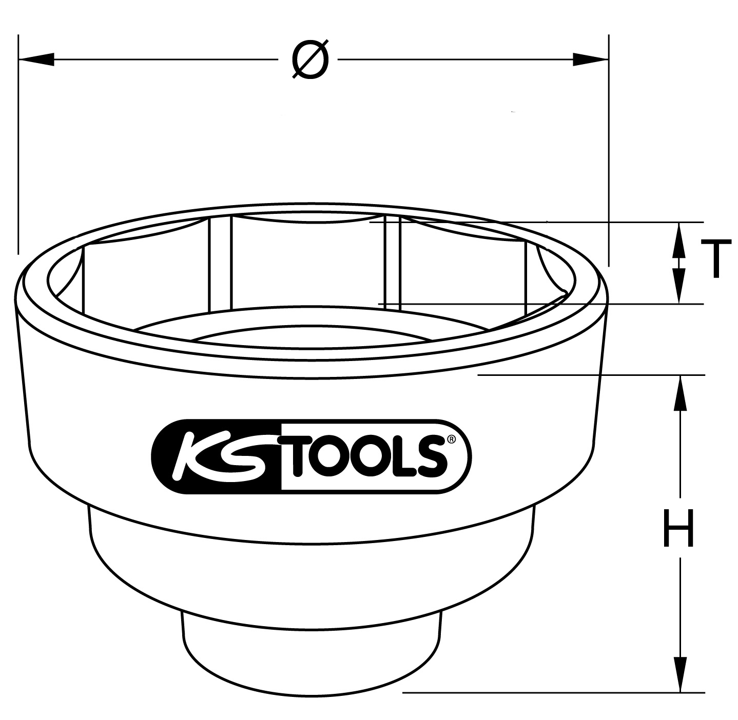 KS Tools 1" Achsmuttern-Kraftstecknuss 8-kant,100mm