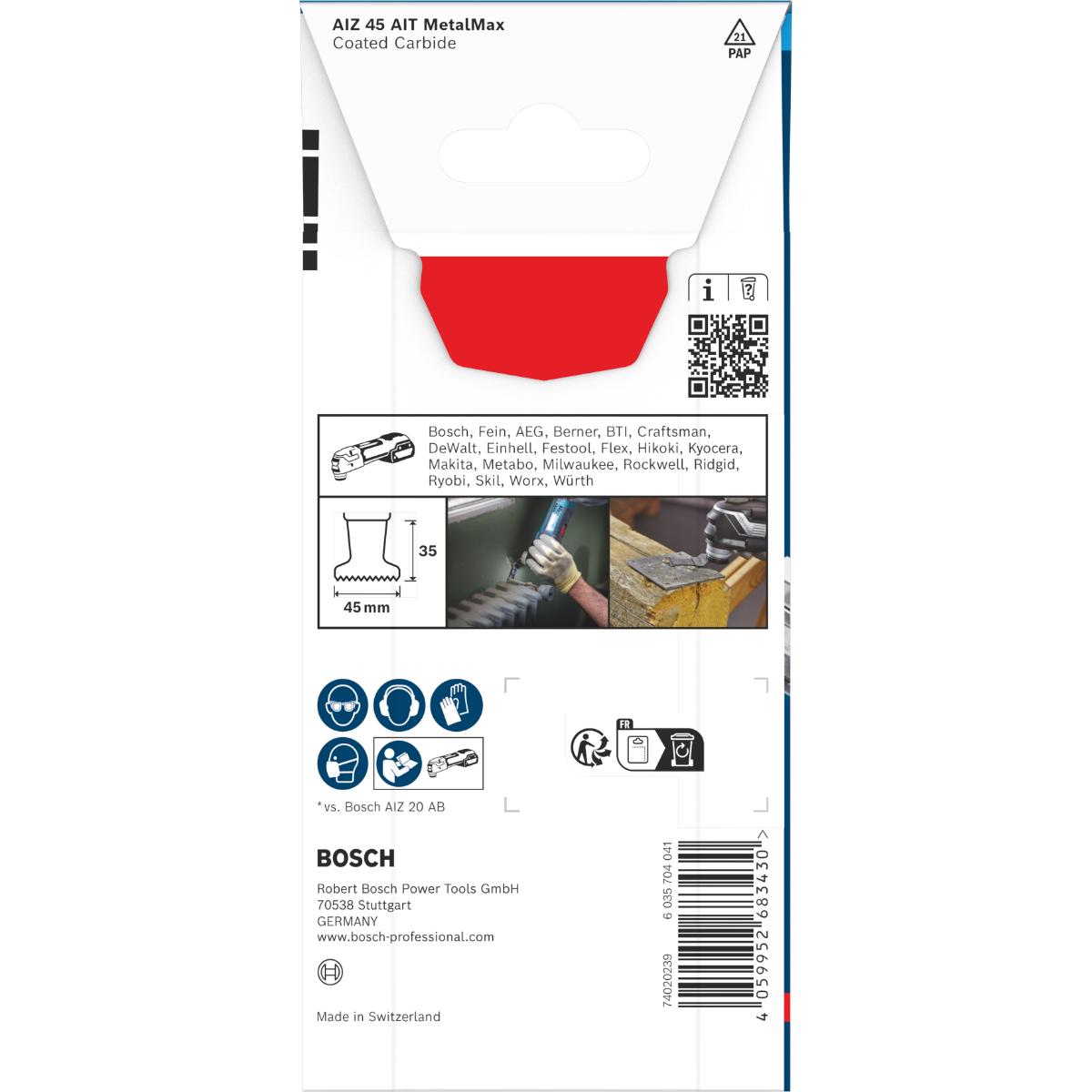 Bosch EXPERT AIZ 45 AIT MetalMax Tauchsägeblatt, 45 x 35 mm, 1-Stück