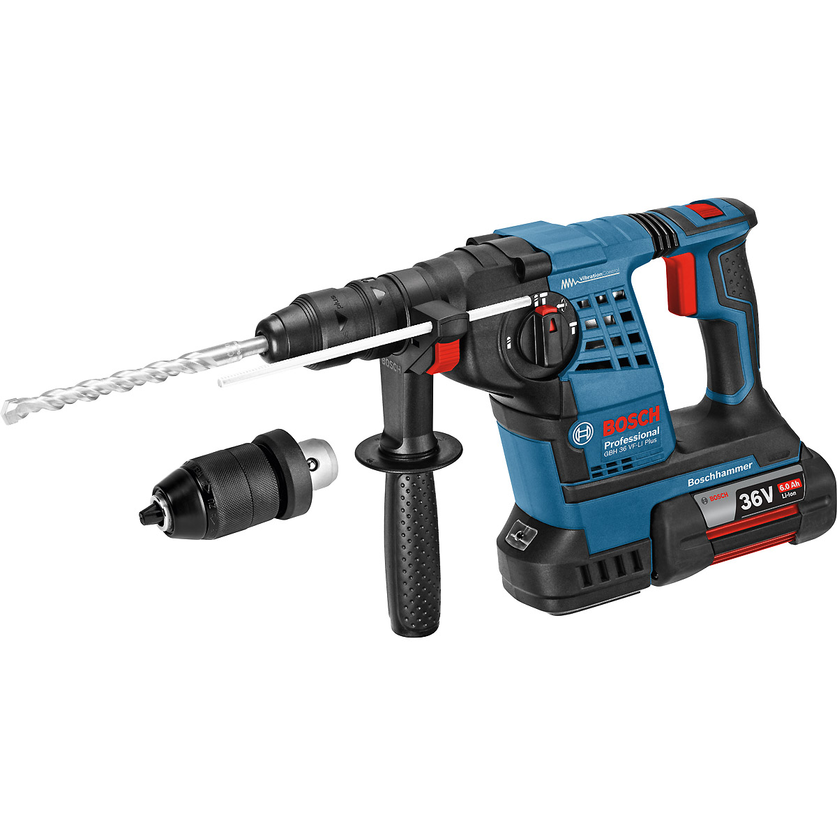 Bosch Akku-Bohrhammer mit SDS plus GBH 36 V-LI Plus, mit 2 x 6.0 Ah Li-Ion Akku,L-BOXX