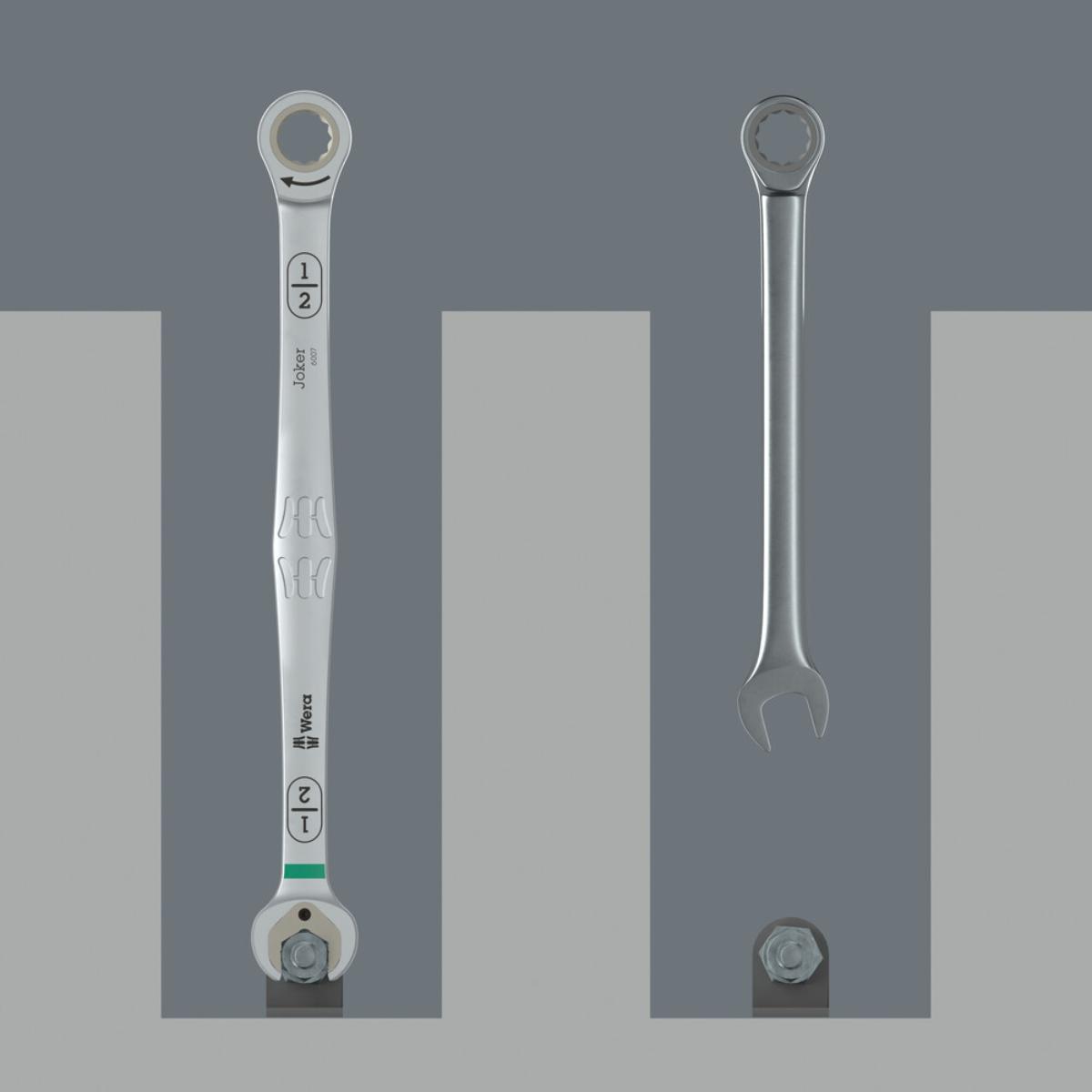 Wera 6007 Joker Imperial 8-stelliges Set Maul-Ringratschenschlüssel-Satz, zöllig