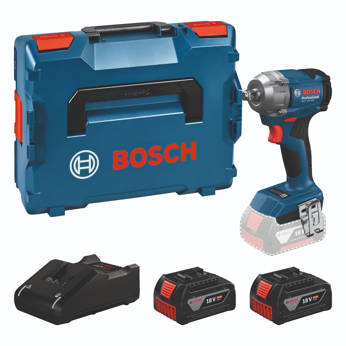 Bosch Akku-Drehschlagschrauber GDS 18V-350, 2 x Akku GBA 18V 4.0Ah in L-BOXX