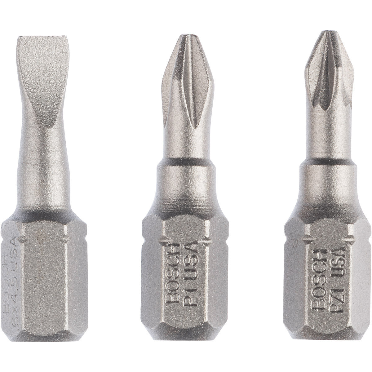 Bosch Schrauberbit-Set Extra-Hart (gemischt), 3-teilig, S 0,6x4,5, PH1, PZ1, 25 mm
