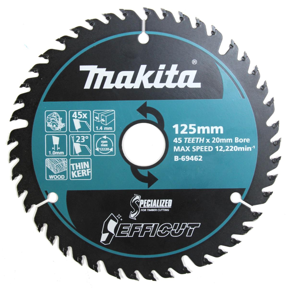 Makita Kreissägeblatt EFFICUT Ø 125 mm 45 Zähne 1,4 mm Schnittbreite 23° Zahnwinkel Holz