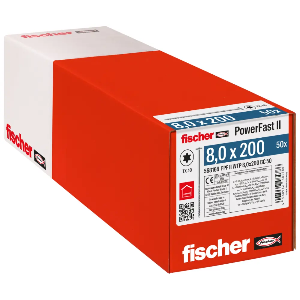 Fischer Holzbauschraube 8,0x200 FPF II WTP BC, Tellerkopf, Innenstern TX, Teilgewinde, blauverzinkt