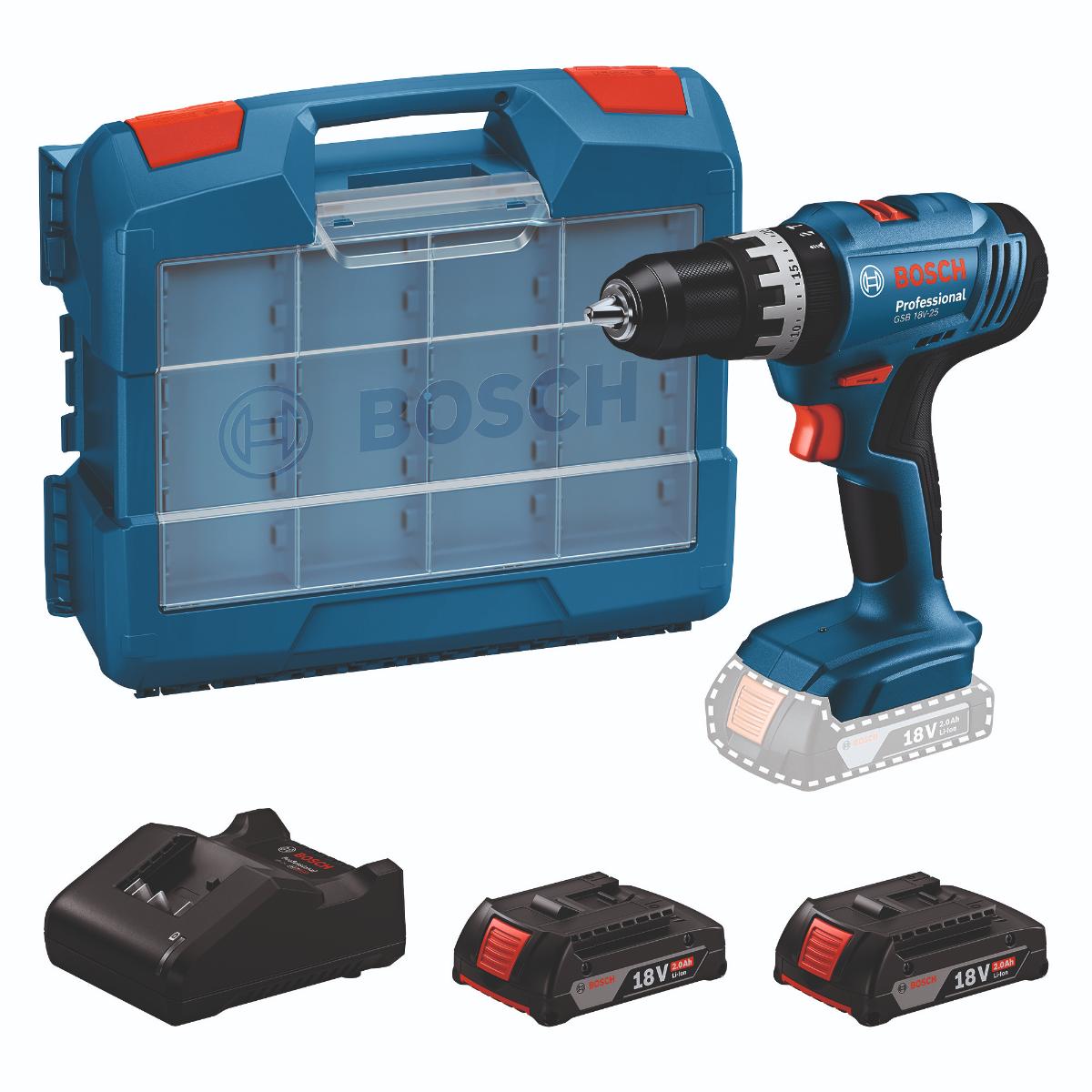 Bosch Akku-Schlagbohrschauber GSB 18V-25, 2 x Akku GBA 18V 2.0Ah