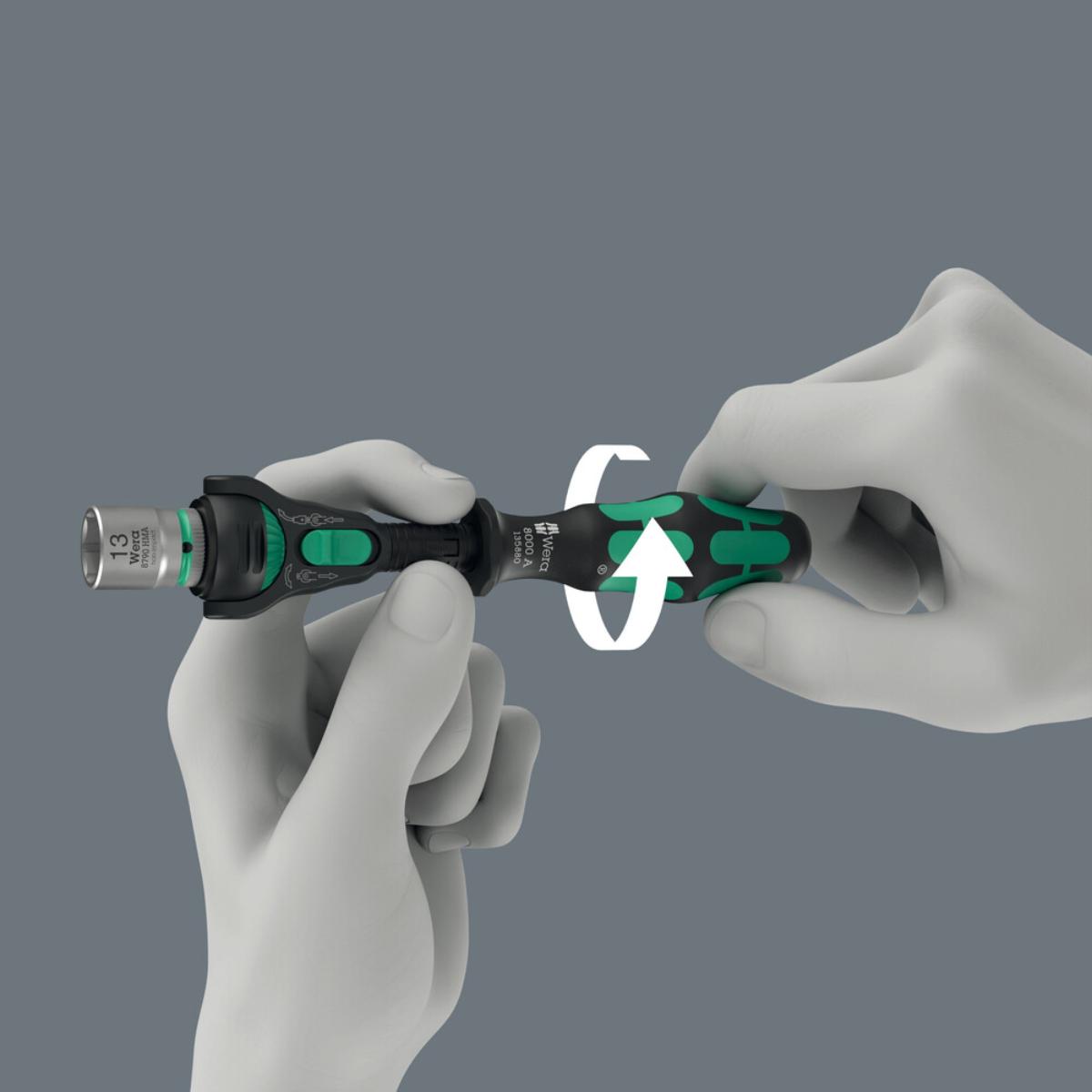 Wera 8000 A Black Edition Zyklop Speed-Knarre mit 1/4 zoll-Antrieb, 1/4 zoll x 152 mm