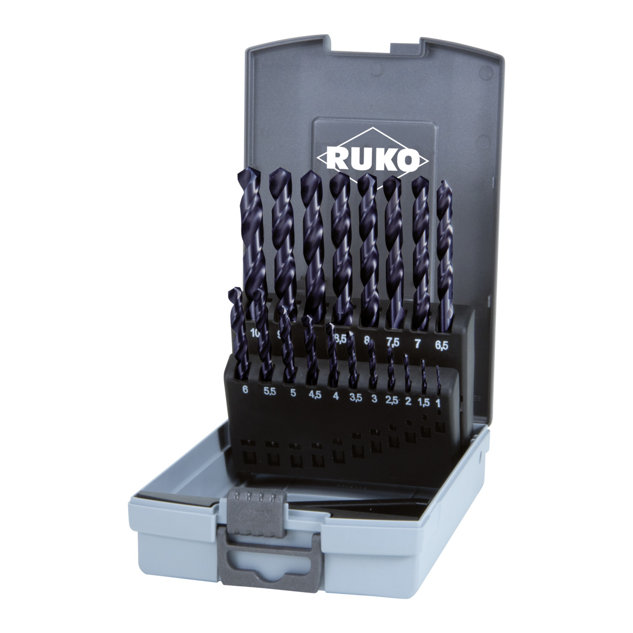 RUKO Spiralbohrer-Satz DIN 338 Typ VA HSS-Co 8 TiAlN - 19-tlg.