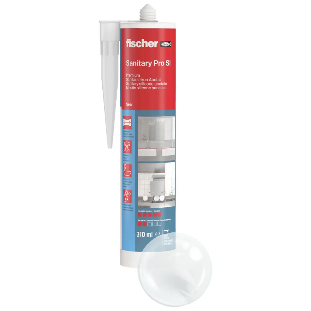 Fischer Sanitärsilikon Sanitary Pro SI (DSSA) transparent 310 ml