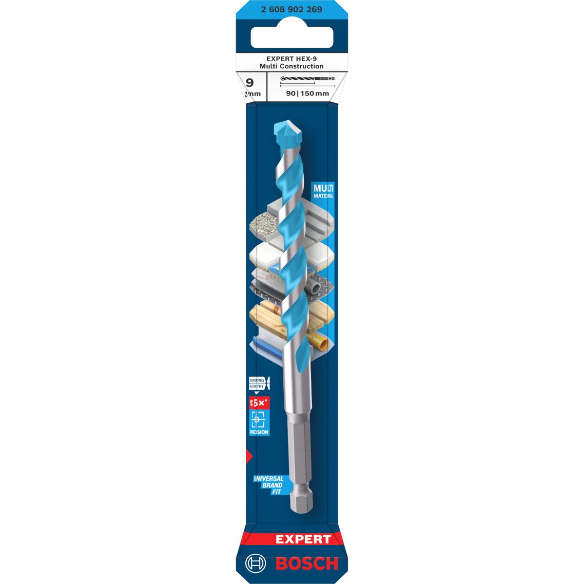 Bosch EXPERT HEX-9 Multi Construction Bohrer, 9 x 90 x 150 mm