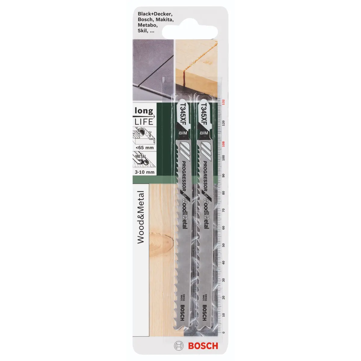 Bosch Stichsägeblatt BIM, T 345 XF Progressor for Wood and Metal