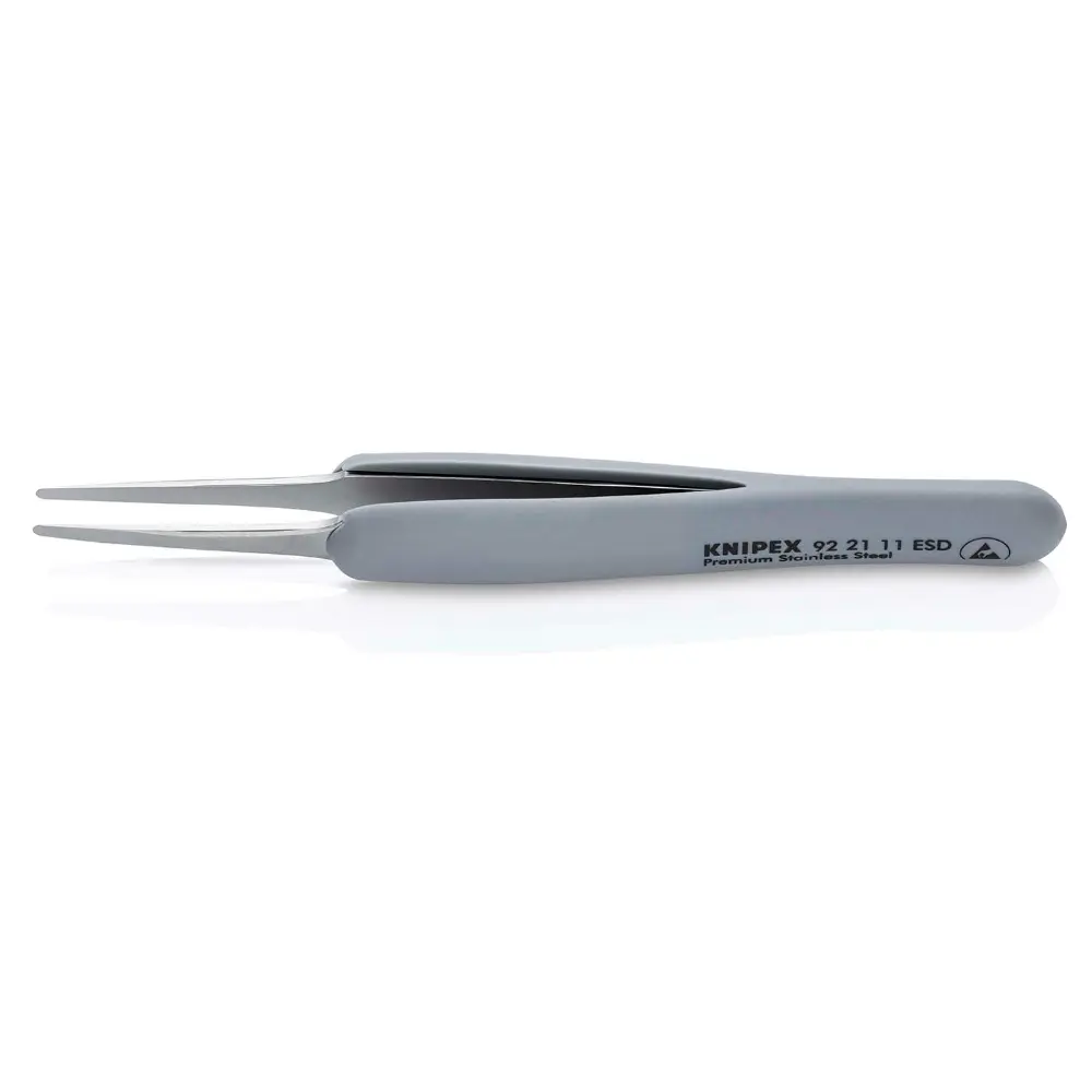 KNIPEX Präzisionspinzette mit gummiertem Griff ESD gummierter Griff 123 mm