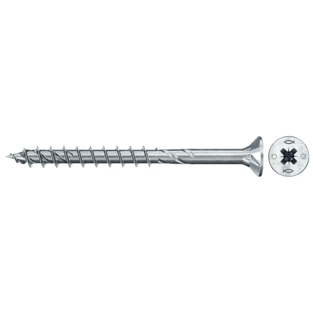 Fischer Spanplattenschraube 5,0x80 PowerFast FPF II CZP BC, Senkkopf, Kreuzschlitz PZ, Teilgewinde