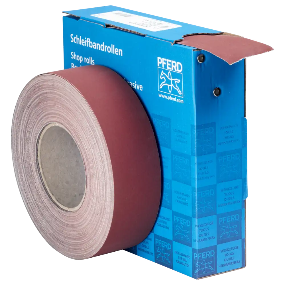 PFERD TOOLS Korund Schleifbandrolle Gewebe SBR Breite 50mm für universelle Anwendung