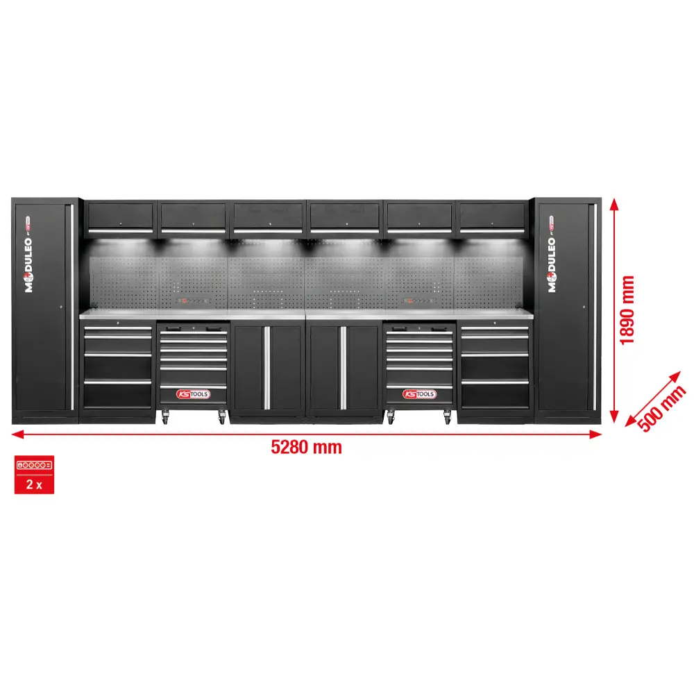 KS TOOLS Werkstatt-Schranksystem, gerade, 5280 x 500 mm