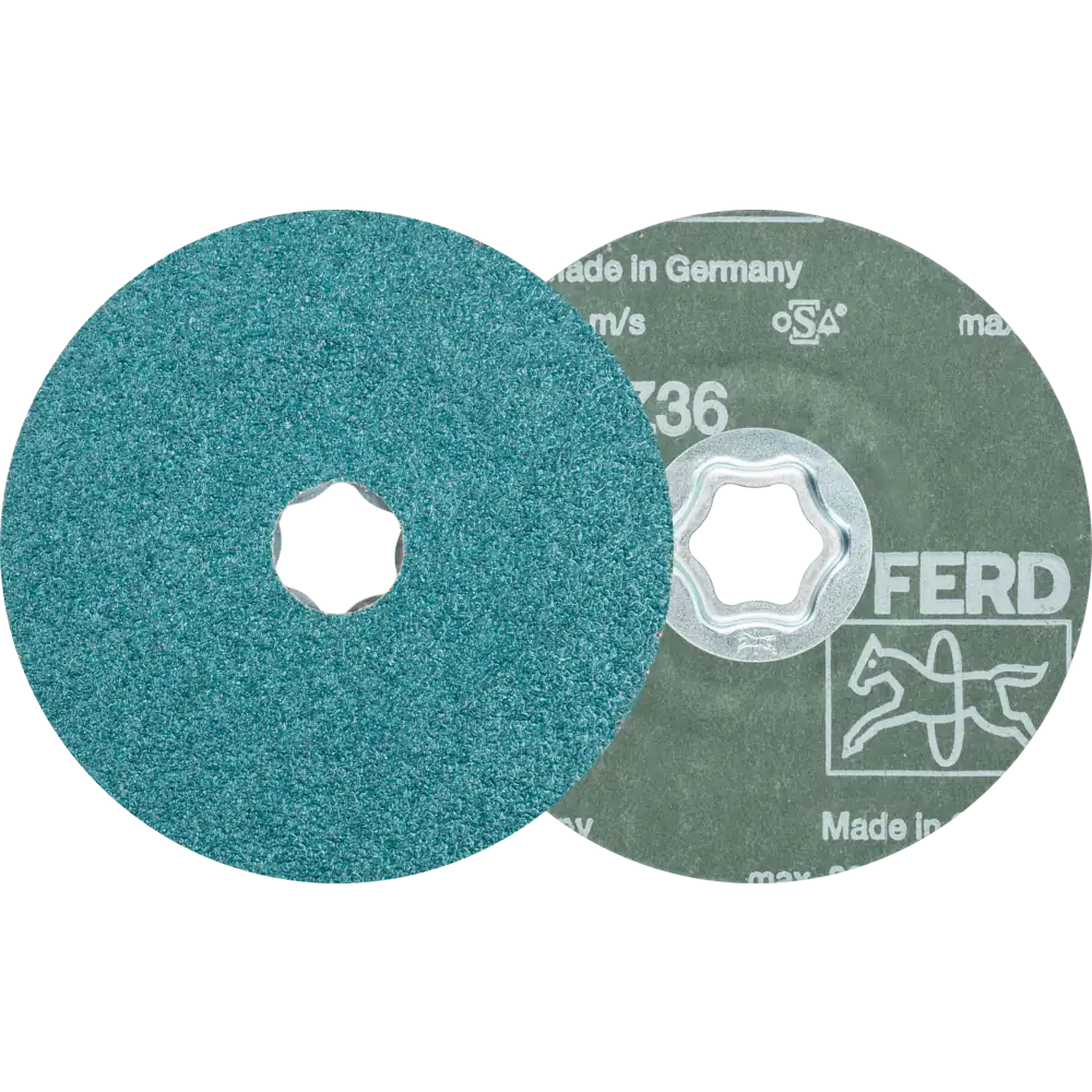 PFERD TOOLS COMBICLICK Zirkon Fiberscheibe für hohen Abtrag auf Stahl