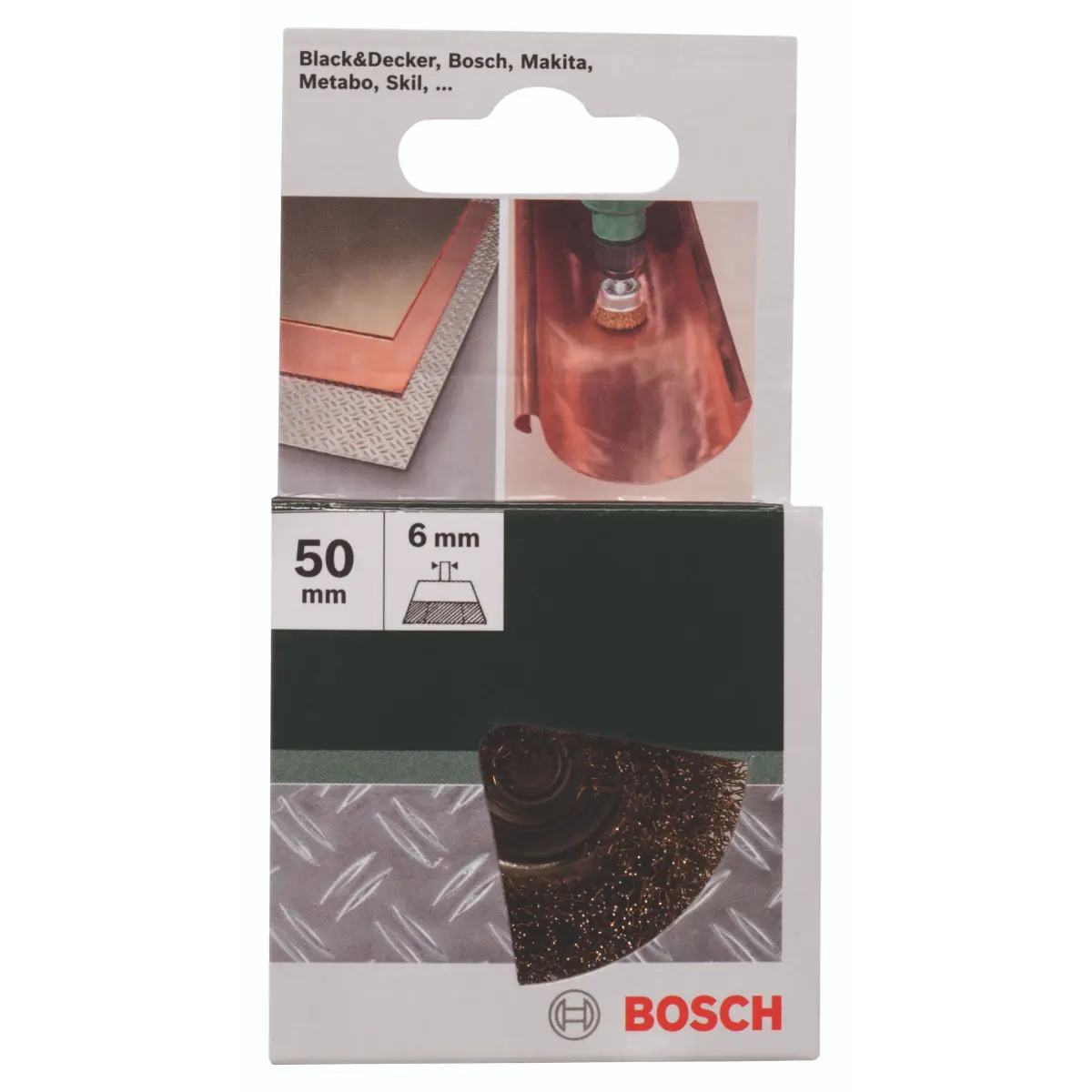 Bosch Topfbürste für Bohrmaschinen - Gewellter Draht, vermessingt, 50 mm