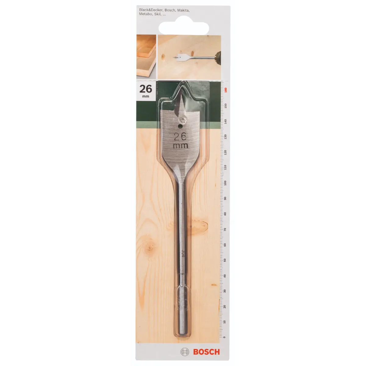 Bosch Flachfräsbohrer, Sechskant D= 26,0 mm, L= 160 mm