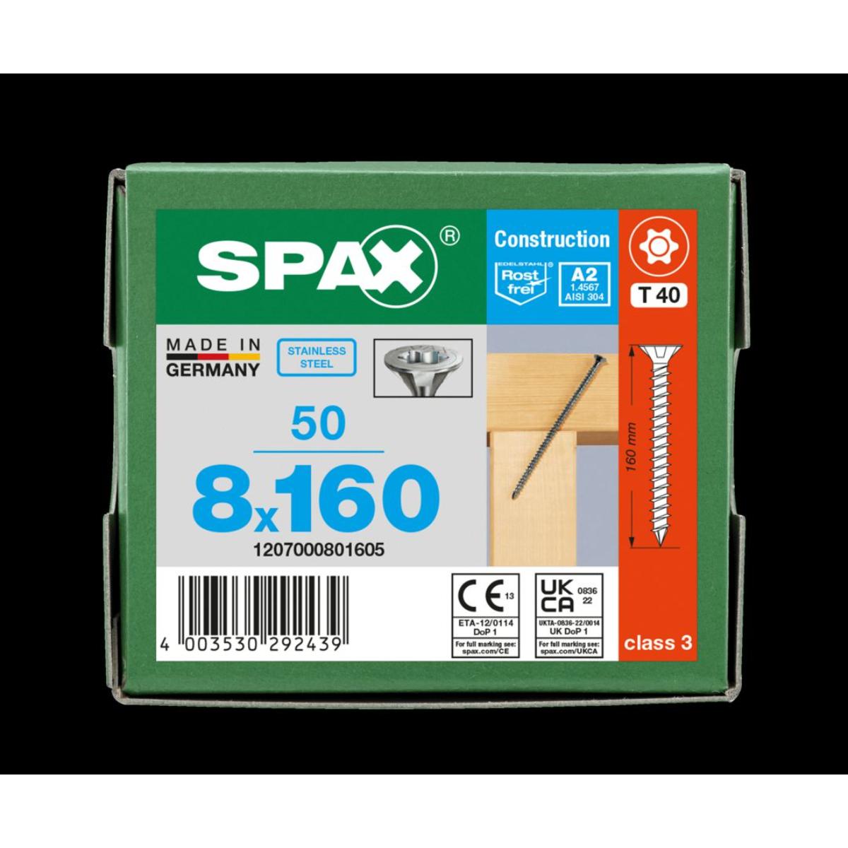 SPAX-S A2 SENKKOPF FRAESRIPPEN T-STAR PLUS T40 VOLLGEWINDE CUT 50 Stück